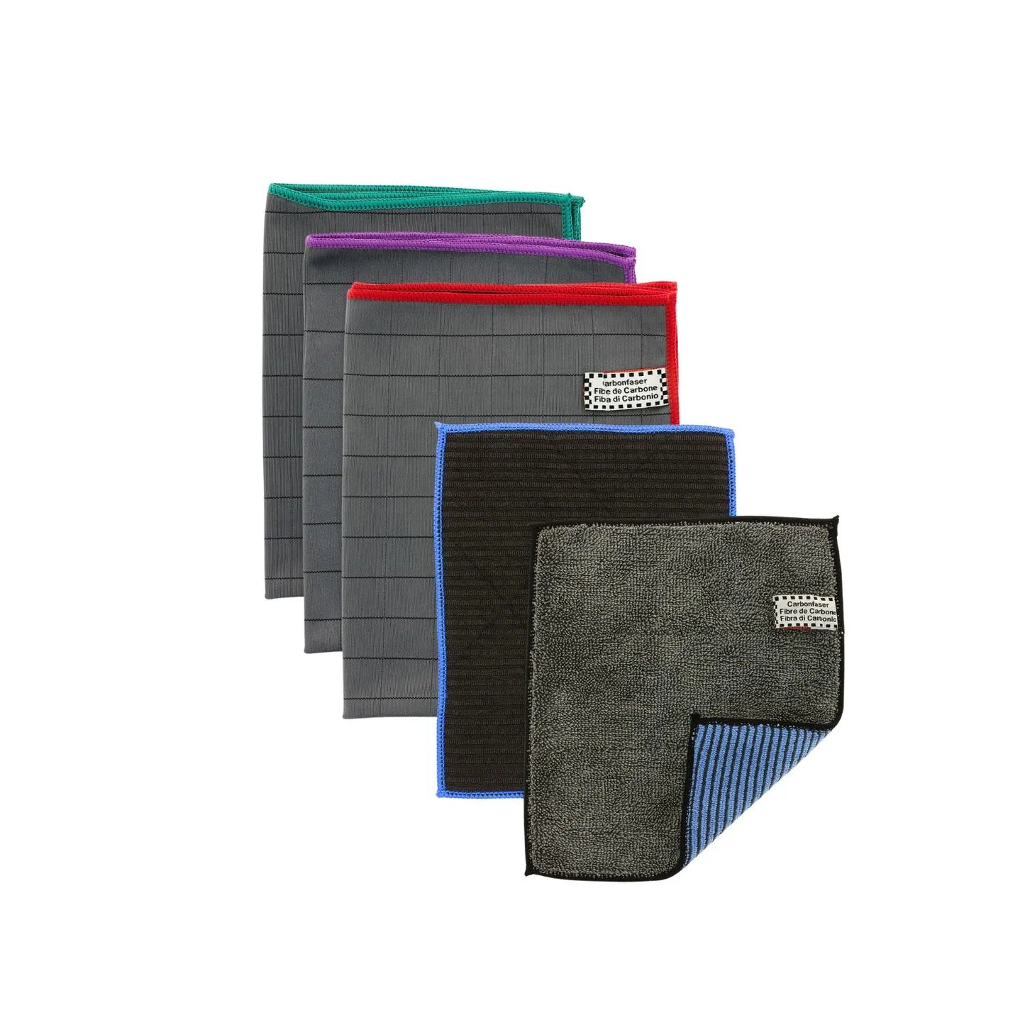 lot de 5 lingettes vitres en microfibre de carbone